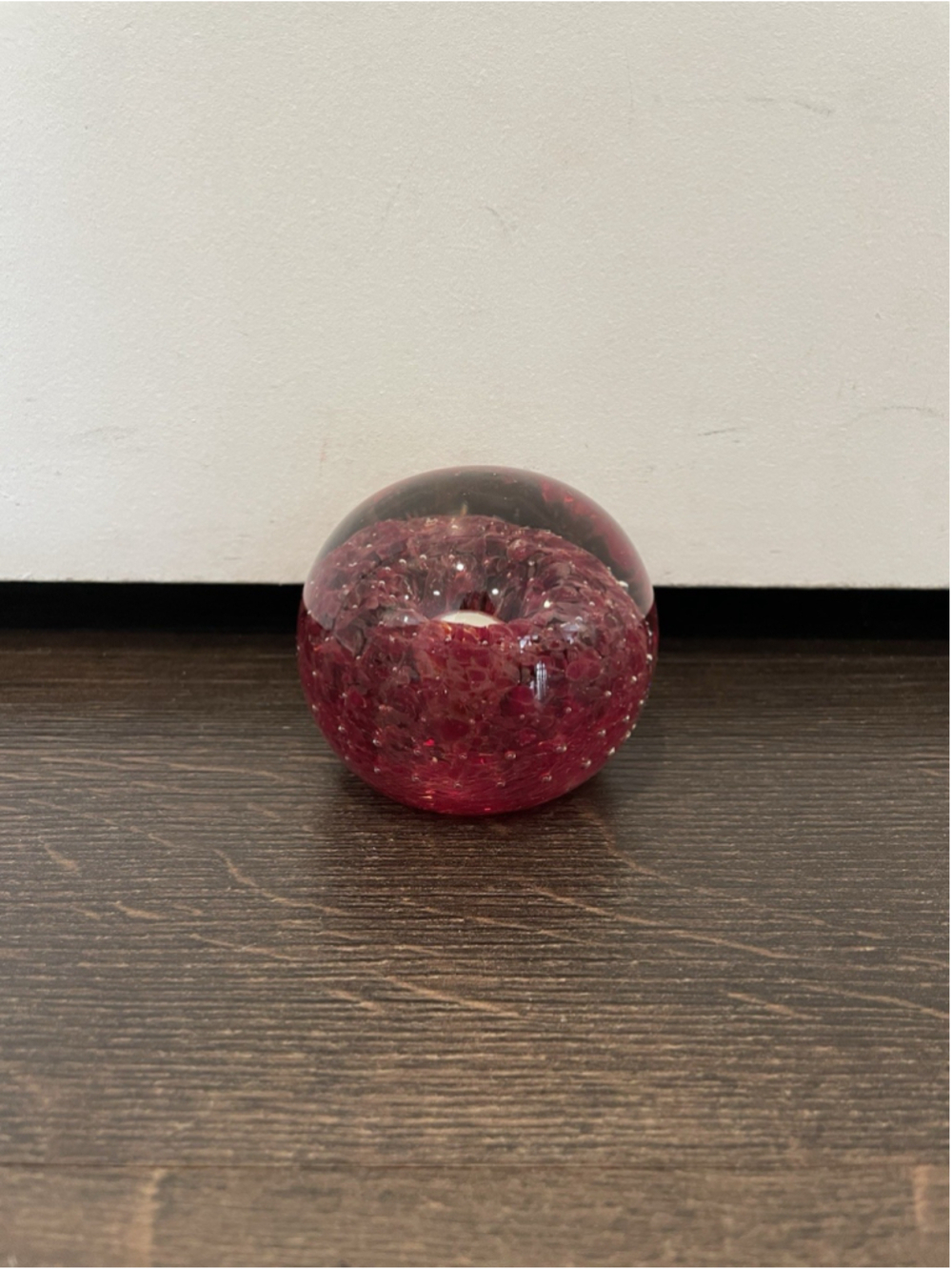 Red Hand Blown Art Glass Paperweight Vintage